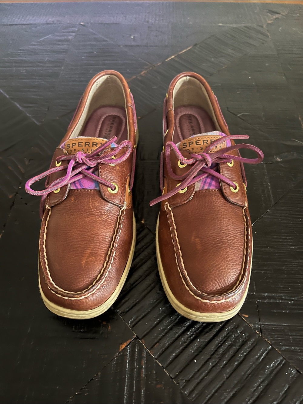 Sperry Women’s Top Sider Songfish Brown Leather Boat Shoes Size 9.5